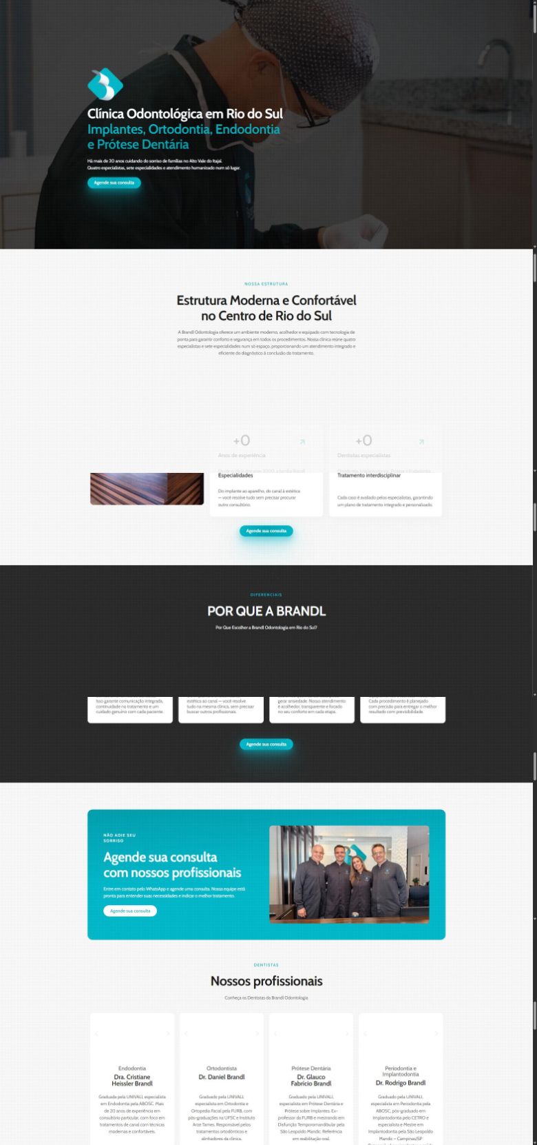 Landing page criada pela Agência Hapi para Brandl Odontologia