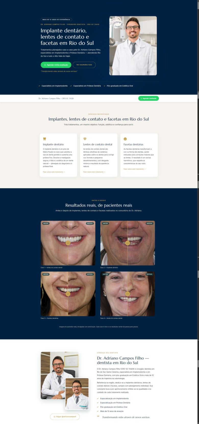 Landing page criada pela Agência Hapi para Dr. Adriano Campos Filho
