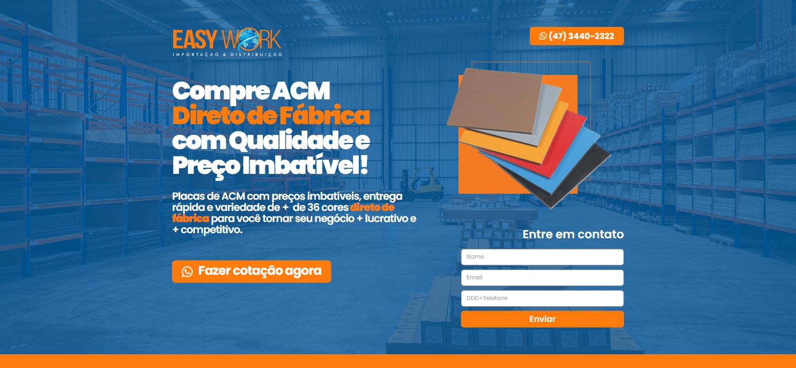 Landing page criada pela Agência Hapi para Easy Work ACM — parte 1